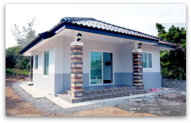 Having a one-storey home of your own is fulfilling, whether you live alone or with your family. Today, let us introduce you to 5 houses for small families and you will see how you, too, can build a comfortable home.  Let’s explore and see which one fits you! These houses have 1-2 bedrooms, 1 bathroom, living room and a kitchen. The total lot area is about 43.6 square meters to 92 square meters.