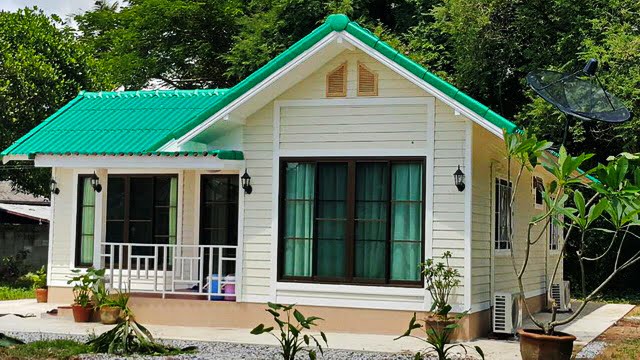 These small houses design has 2-3 bedrooms, 1-2 bathrooms, living area, and a kitchen. The total area under 110 sq.m. The construction cost is not more than 1.1 Million Baht or 35,000 USD.  If the design and decoration of these houses meet your needs then try to use it.